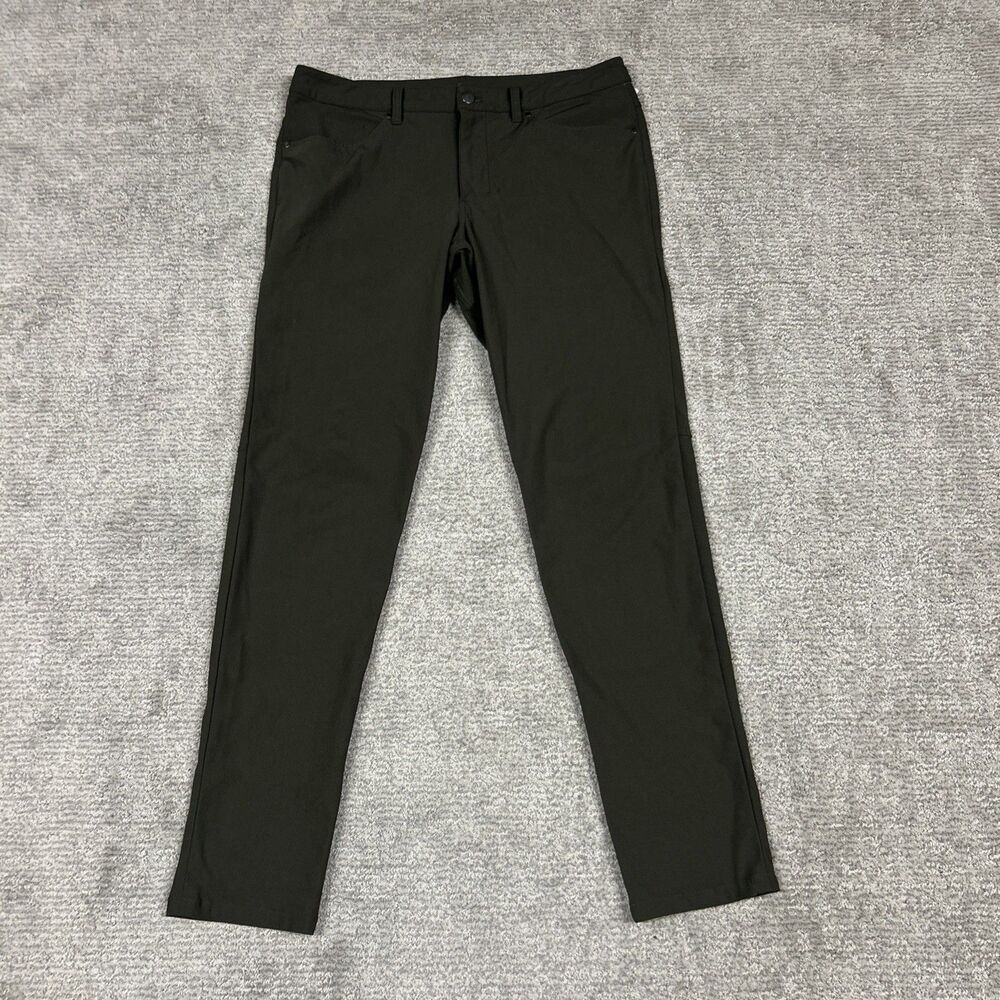 Lululemon ABC Slim Warpstreme Mens 32 Trouser Pants Green Pockets M5552S Stretch